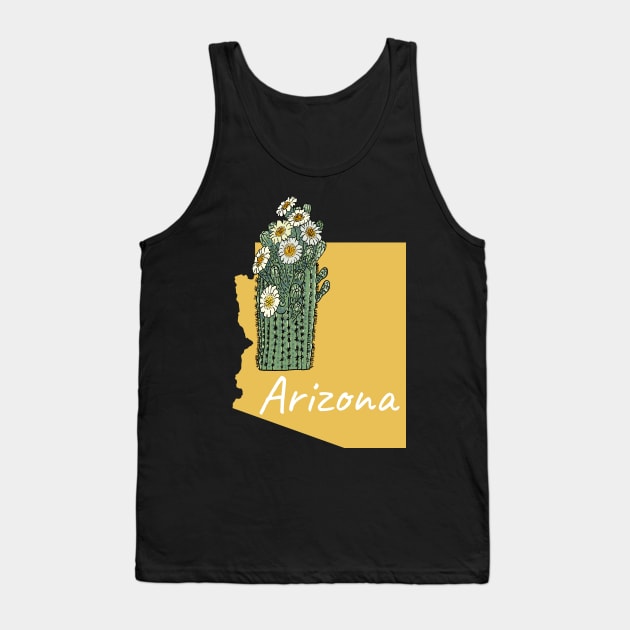 Arizona Saguaro Cactus State Flower Tank Top by SunburstGeo